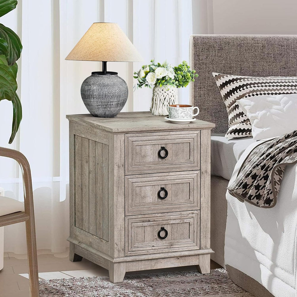 Joaxswe Farmhouse Nightstand Set 2, 18'' End Table | Sofa Bed Side Ta...