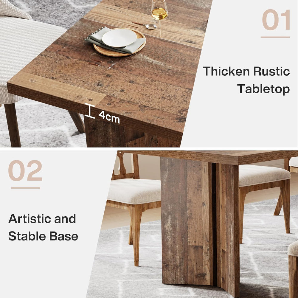 Tribesigns 63-inch Dining Table for 4-6, Farmhouse Kitchen Table with Large T...