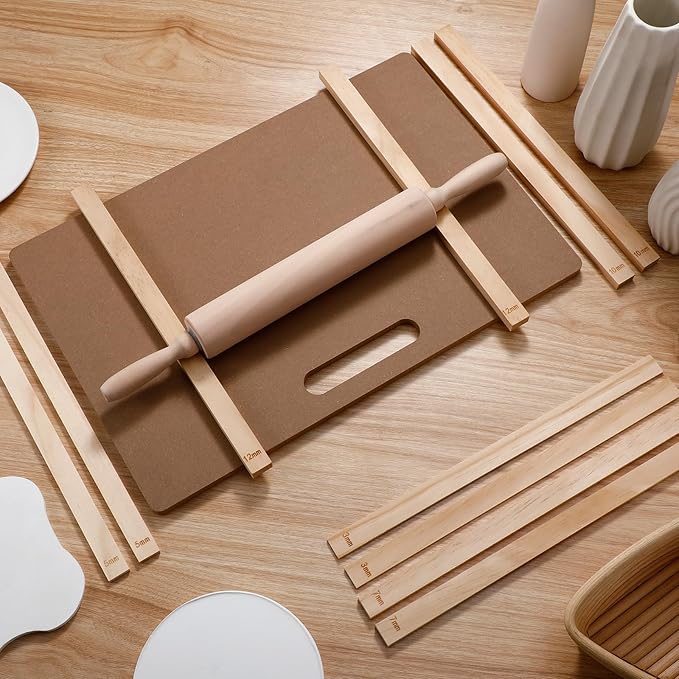 Newtay 12 Pcs Pottery Tools Include 1 Wood Rolling Pin Sculpting Polymer Clay