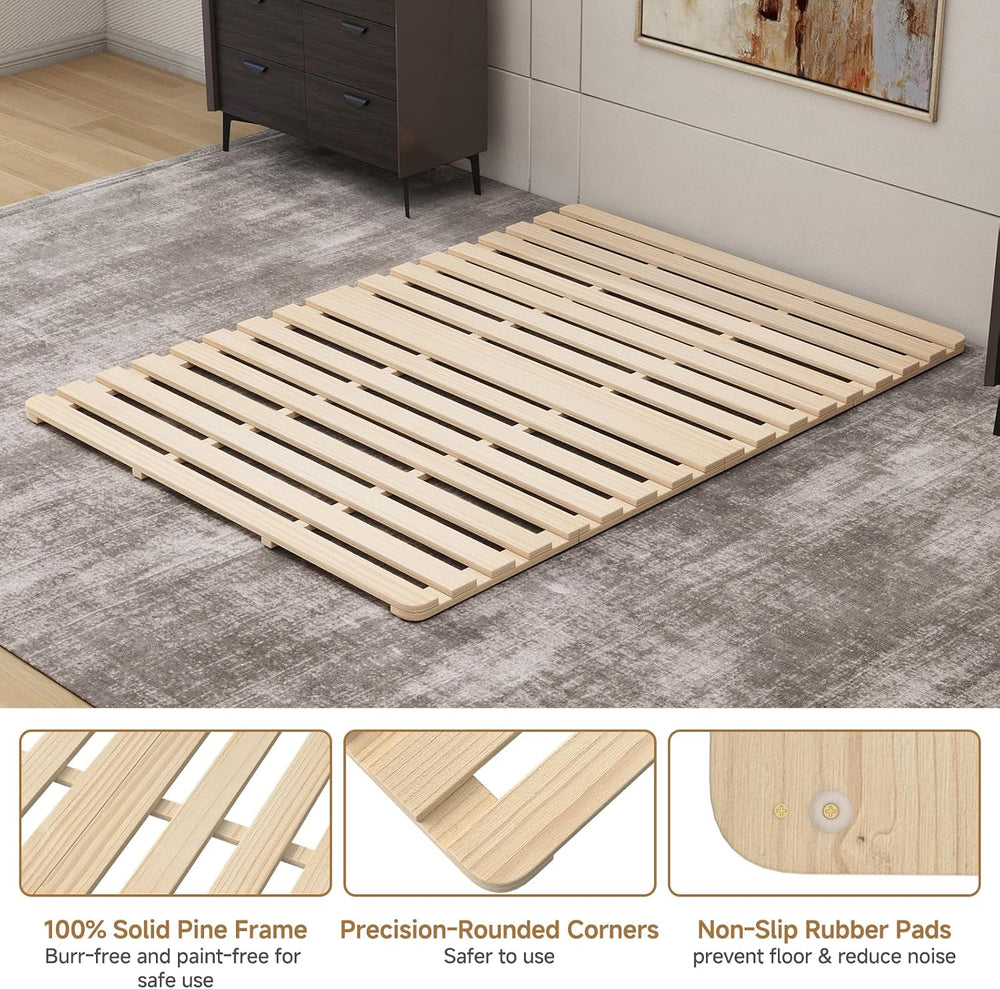LILYPELLE Floor Bed Frame Full, Foldable Tatami Bed Frame Futon Frame