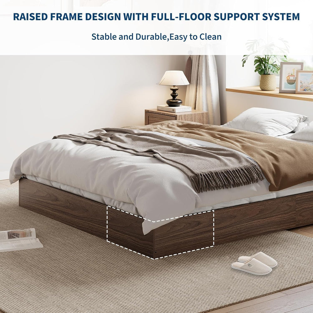 Garvee Wooden Bed Frame, Full Size Platform Bed Frame with Sturdy Slats