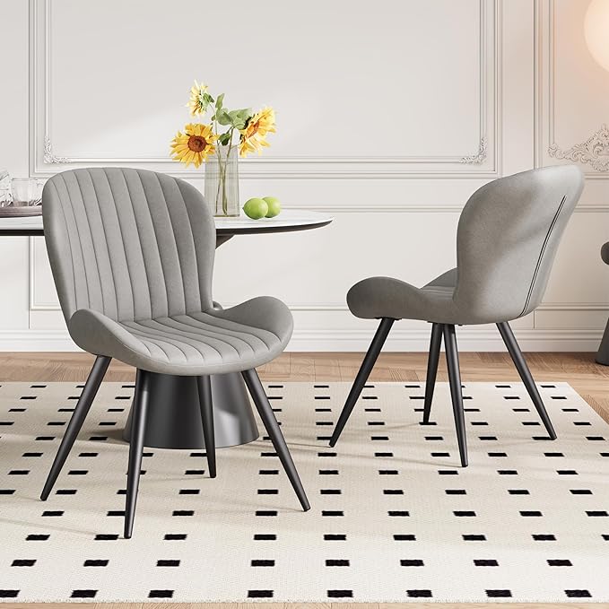 Dining Chairs Set of 6 Modern Fabric Dining Room Chairs Upholstered Dining Ch...