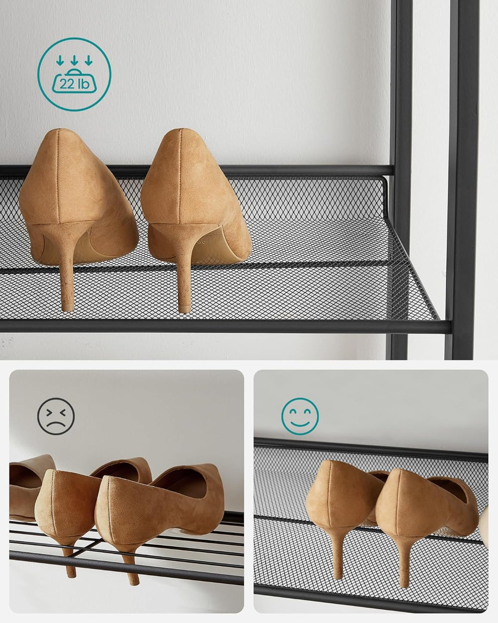 SONGMICS Shoe Rack, 8-Tier Shoe Organizer, Metal Rack for Garage, Set of 2, 4...