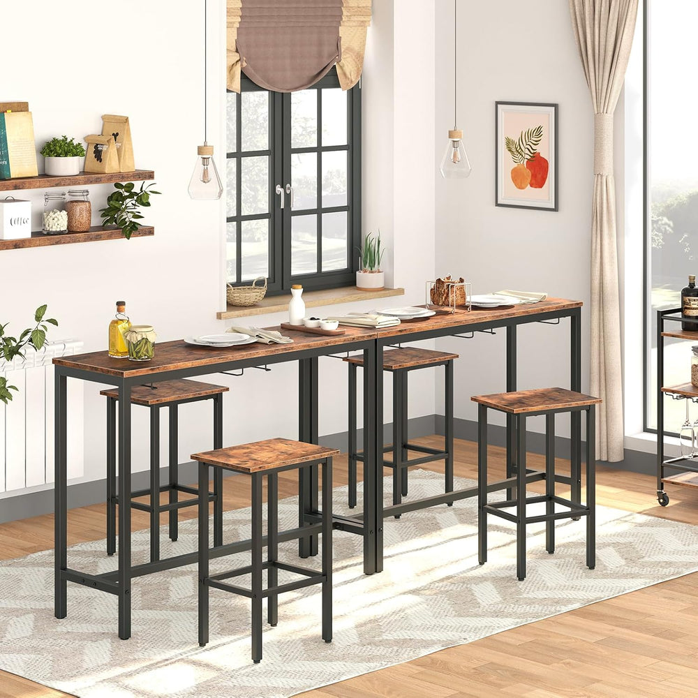 HOOBRO Bar Table Set, Pub Tables Bar Height with Stools Set of 2, Bar Chairs ...