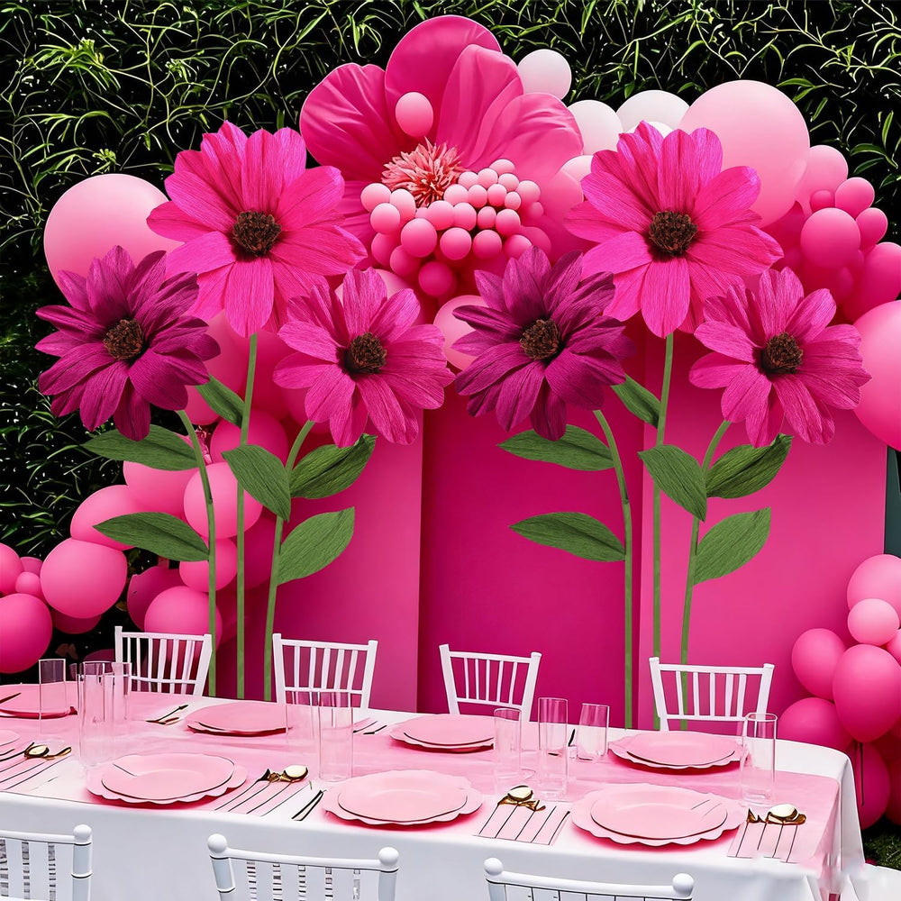 Mverse Giant Flower with Heavy Duty Iron Base Stand, Aluminum Pipe Stems | La...