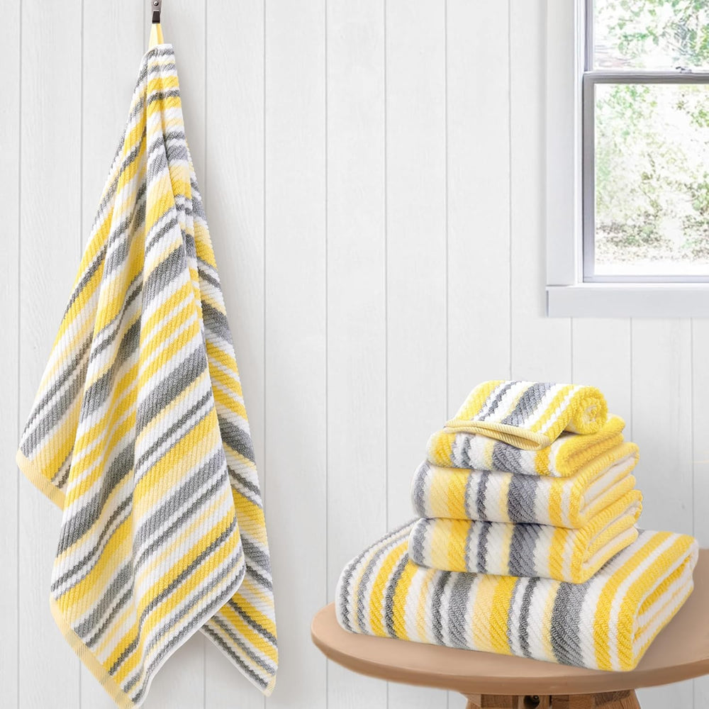 VOOVA & MOVAS Yellow Gray Towels for Bathroom 6 Pack, 100% Cotton | Ideal...