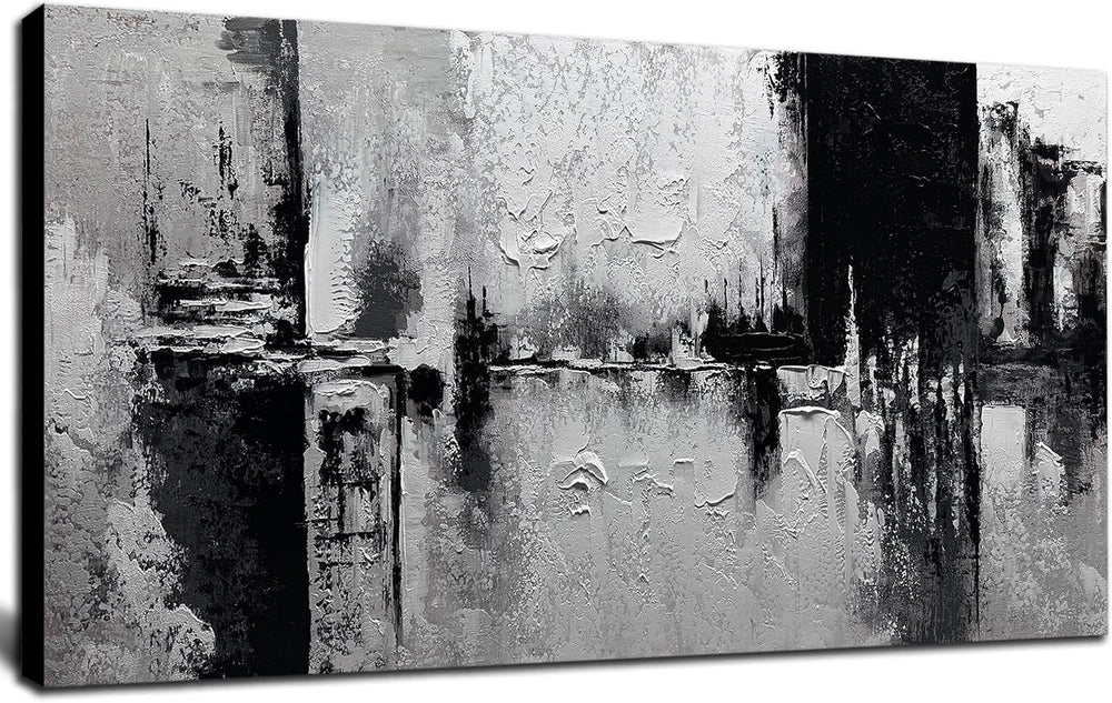 Trogonup Black and White Abstract Wall Art for Living Room Textured Canvas Pa...