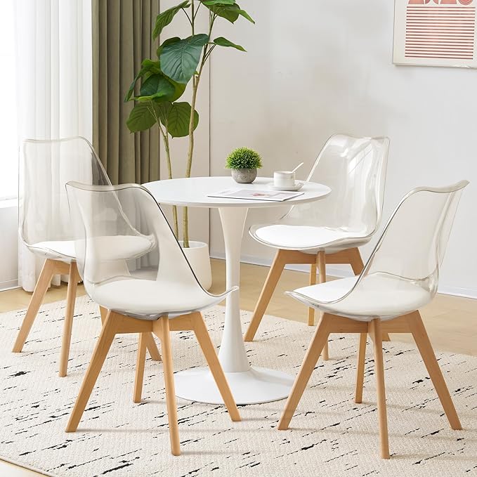 Clear Dining Chairs Set of 2, Modern Acrylic Dining Chair Transparent Chairs ...