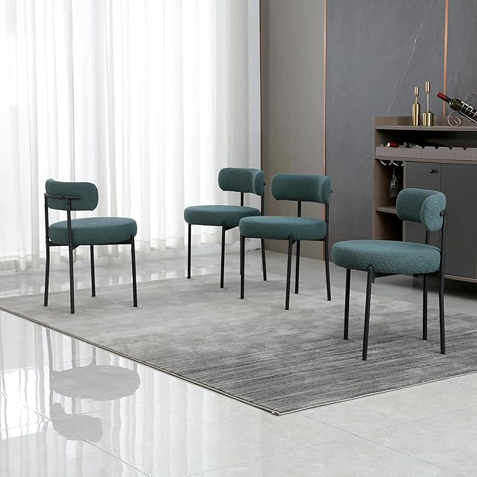 DYHOME Boucle Dining Chairs Set of 4, Upholstered Kitchen Dining Room Chairs,...