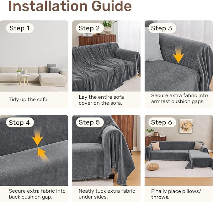 Sectional Couch Covers, 2 Pieces Washable L Shaped Couch Covers Sofa Blanket