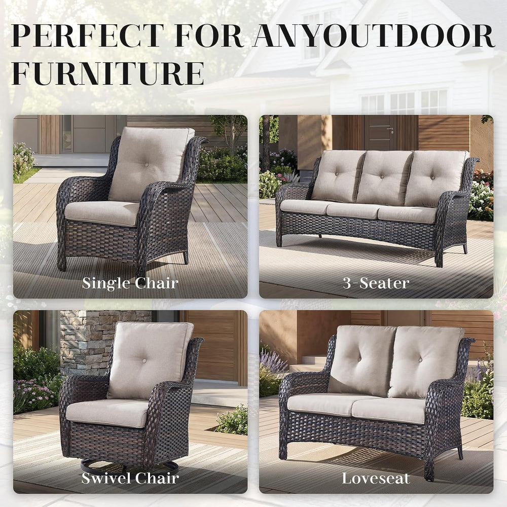 Rilyson Wicker Rocking Chair Swivel Chairs - 2 Piece Rocker Patio Chairs Set ...