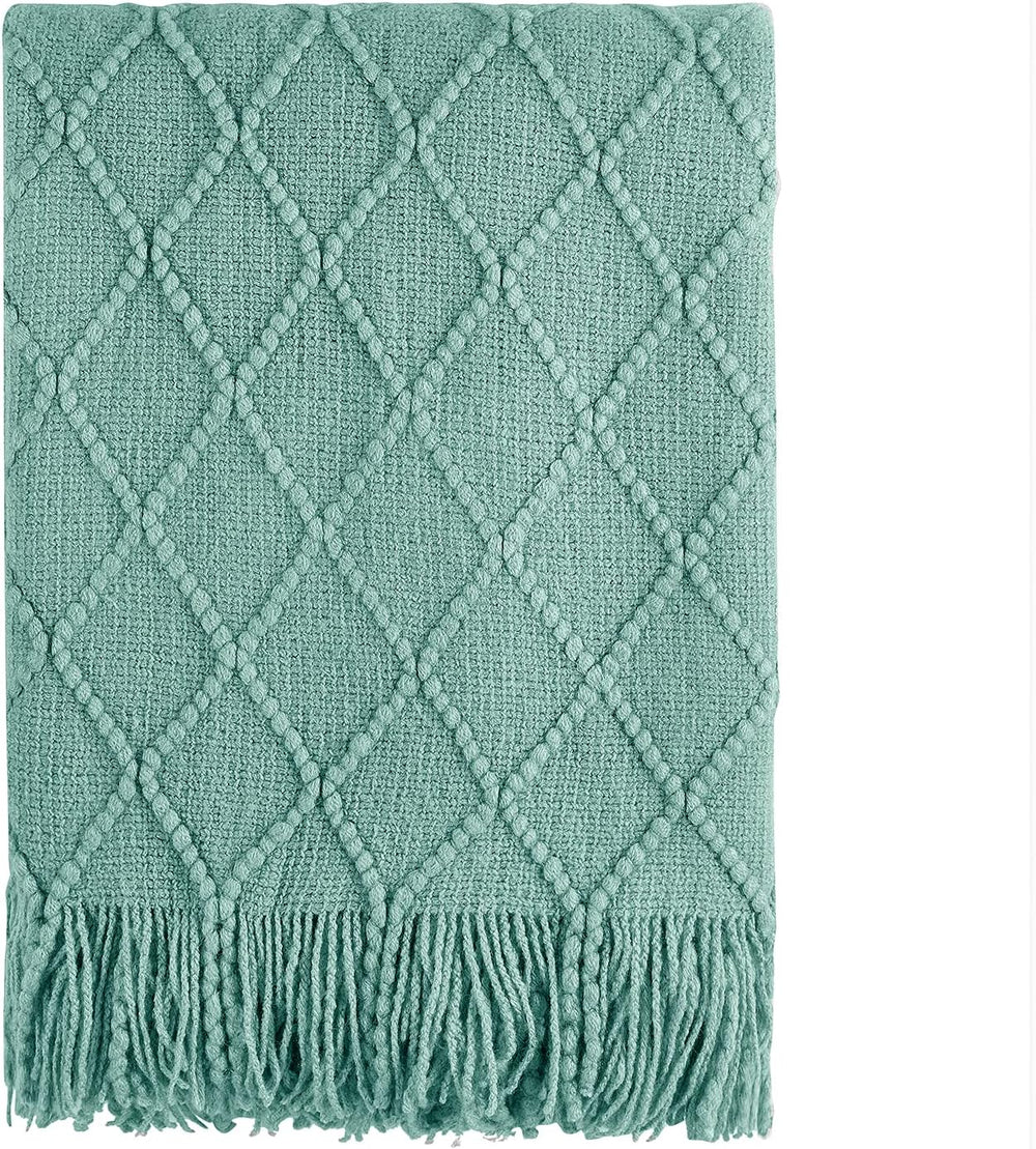 BOURINA Dark Cyan Throw Blanket 50 x90 Inches Textured Solid Soft Sofa Throw