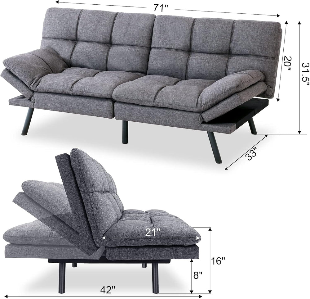 Maxspeed Futon Sofa Bed, Memory Foam Couch Convertible Loveseat, Sleeper Sofa...