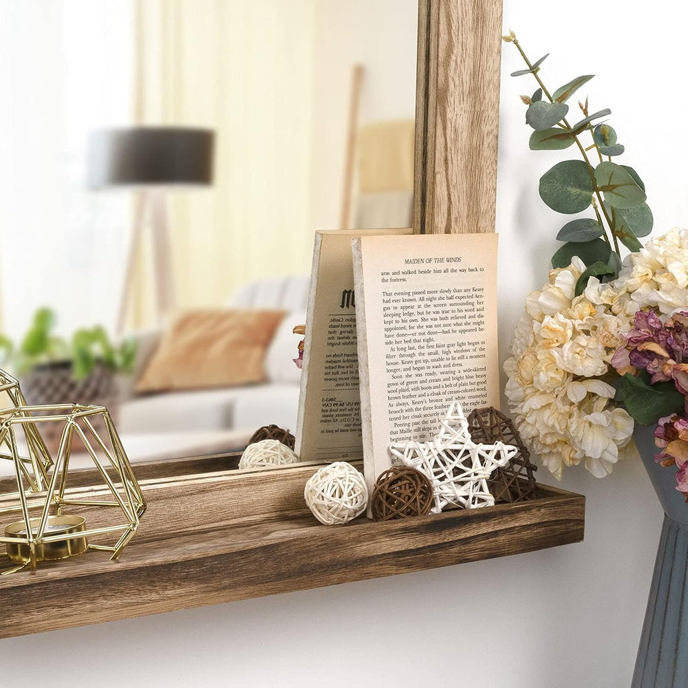 Emfogo Wall Mirror with Shelf, 20 x 16 inch Farmhouse Decor Wall Mirror Hangi...