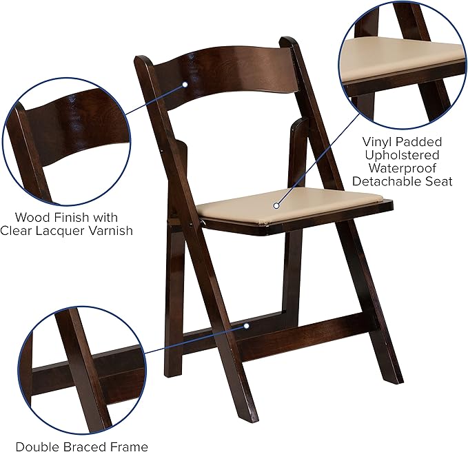 Flash Furniture 2 Pack HERCULES Series Fruitwood Wood Folding Chair with Viny...
