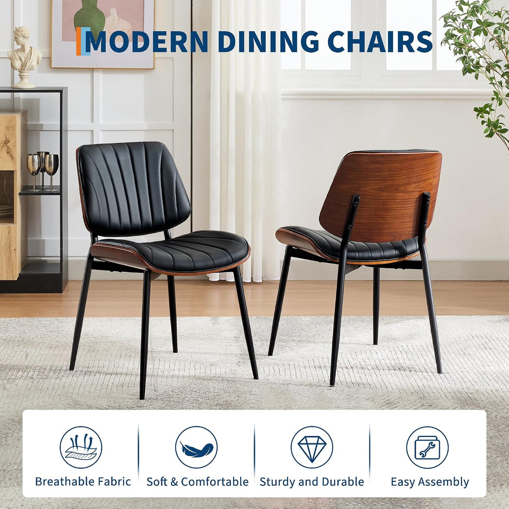 Garvee Dining Chairs Set of 2, Mid-Century Modern Upholstered Retro PU Leathe...