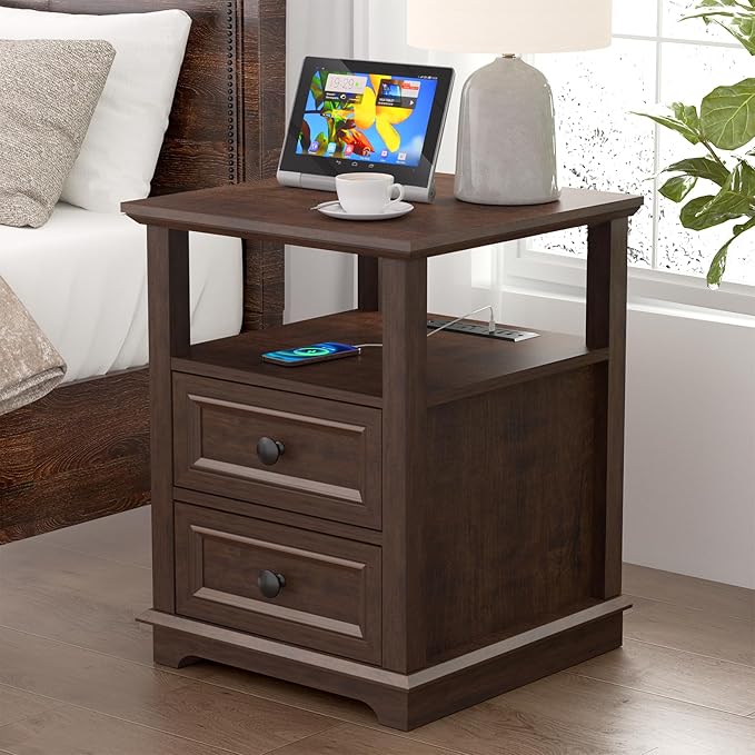 18" Wide End Table with Fast Charging Station Set of 2, 18” Wide Sofa Si...