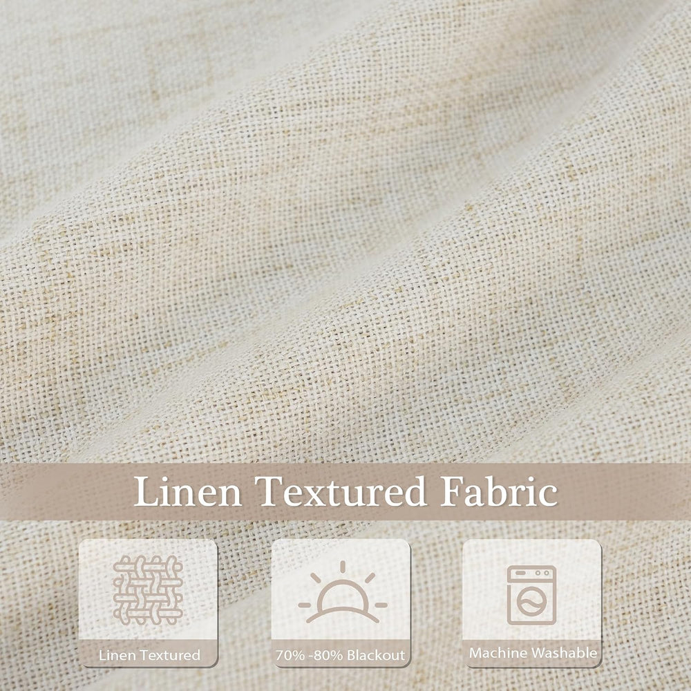 DriftAway Double Layer Linen Blackout Tie Up Curtains Thermal Insulated Fully...