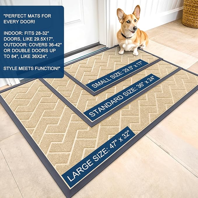 OLANLY Front Door Mat Indoor Outdoor Entrance, Waterproof All-Season,