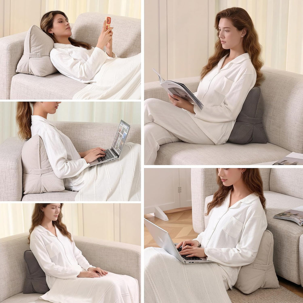 Pat. Pend. Corduroy Lumbar Support Back Pillow for Watching TV, Reading &...