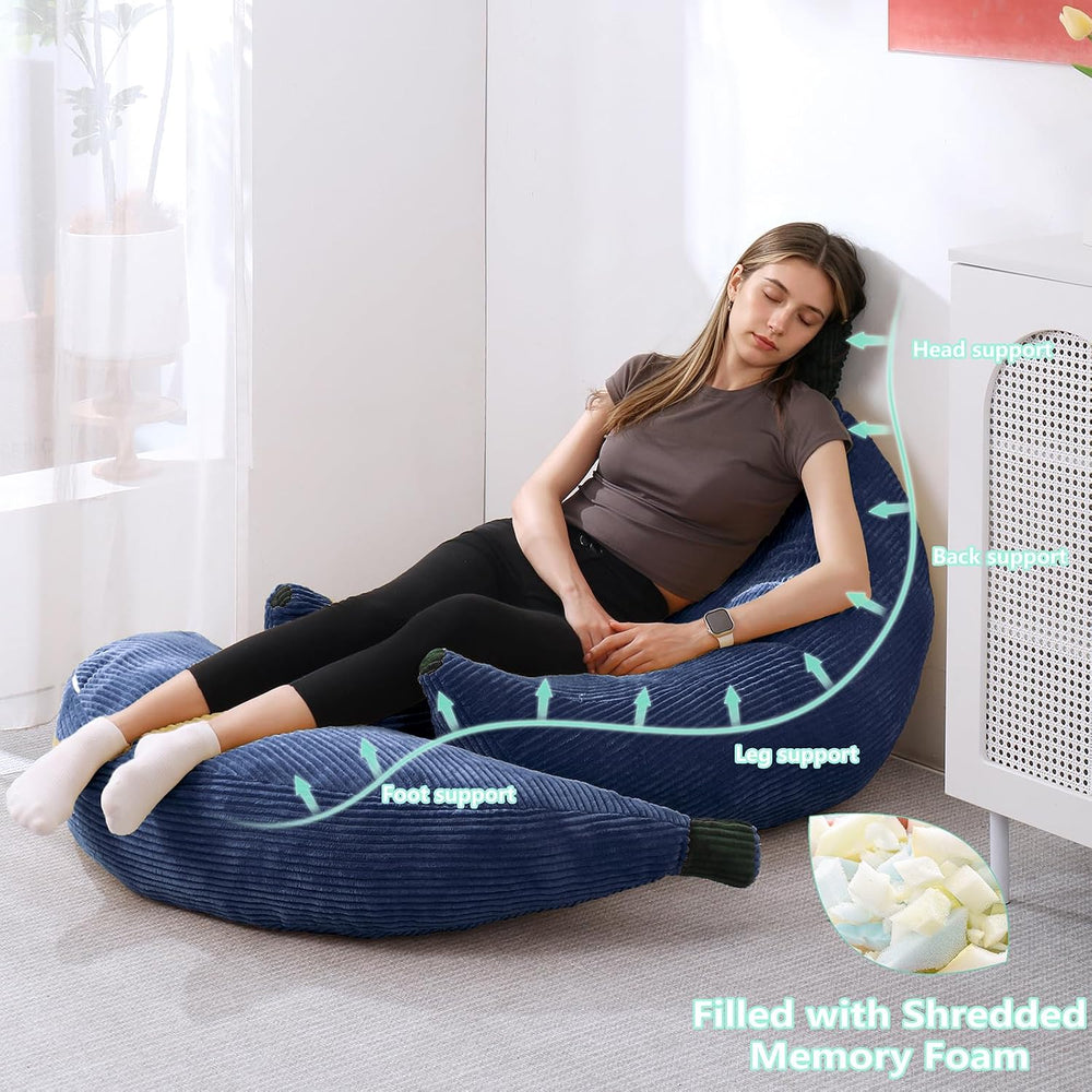 Banana Chaise Lounge Sofa Chair for Living Room, Bean Bag Chair with Ottoman,...
