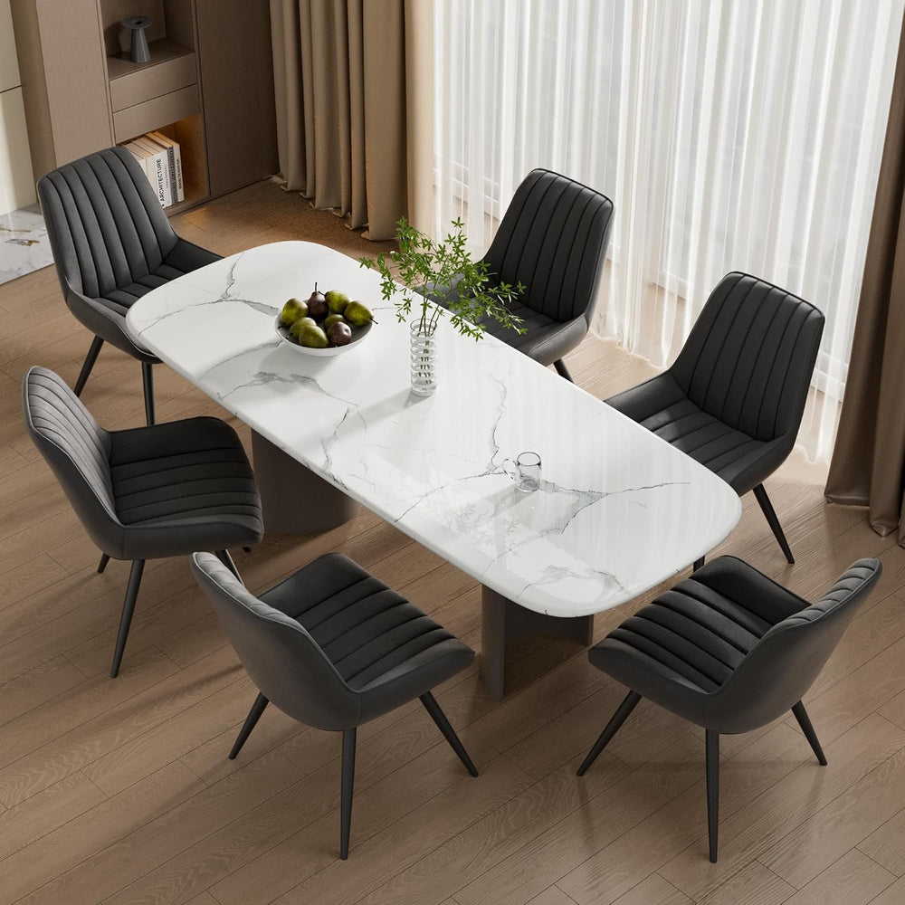 Mid Century Modern Dining Chairs Set of 6, Soft Cushion Upholstered Fabric Ki...