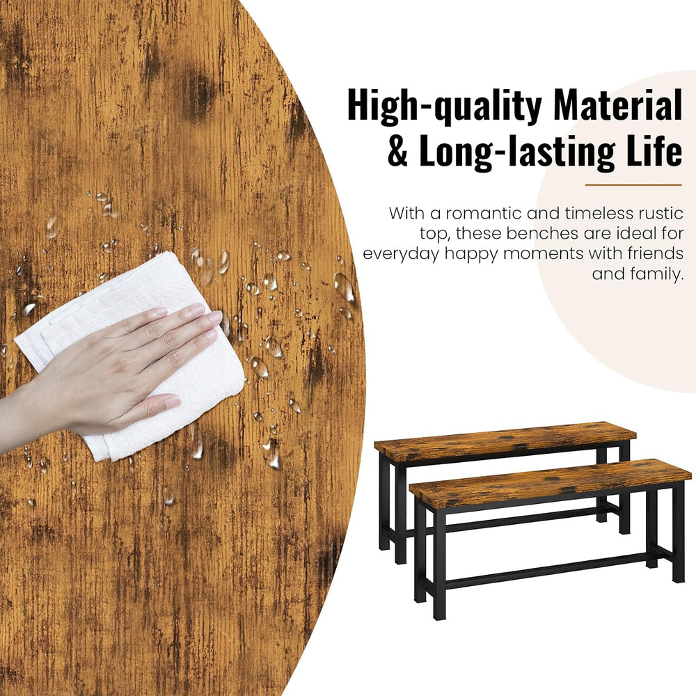 Recaceik Dining Benches - Pair of 2 Industrial Benches for Dining Room, Kitch...