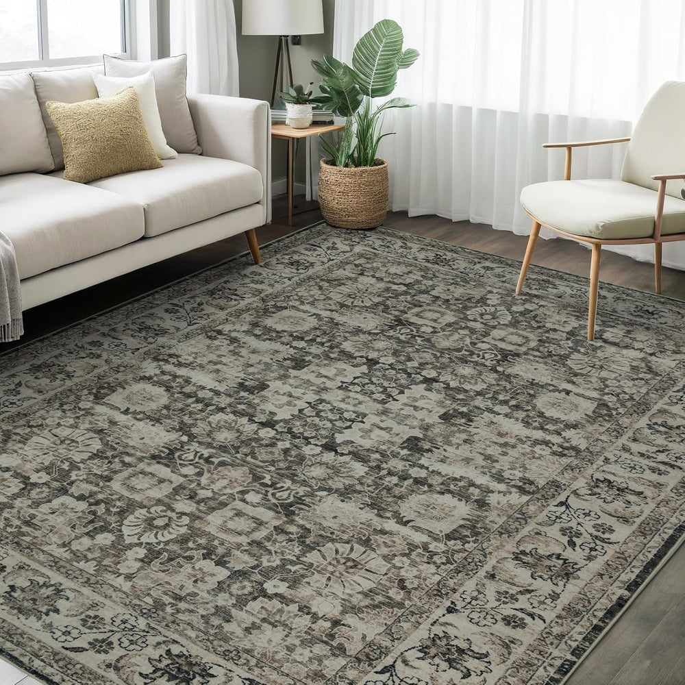Area Rug 5ร7 Washable Rugs for Bedroom Brown
