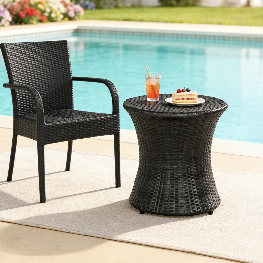 Sundale Outdoor Wicker Small Side Table Patio Rattan End Table