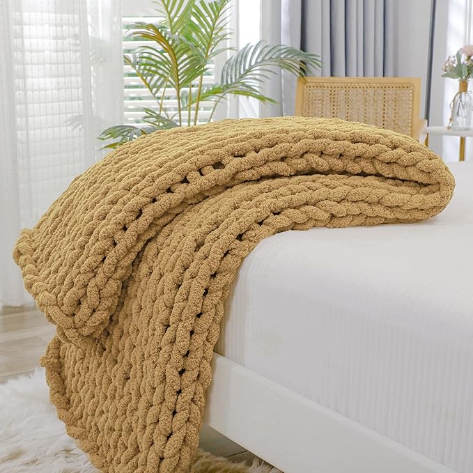 Bigacogo Chunky Knit Throw Blanket