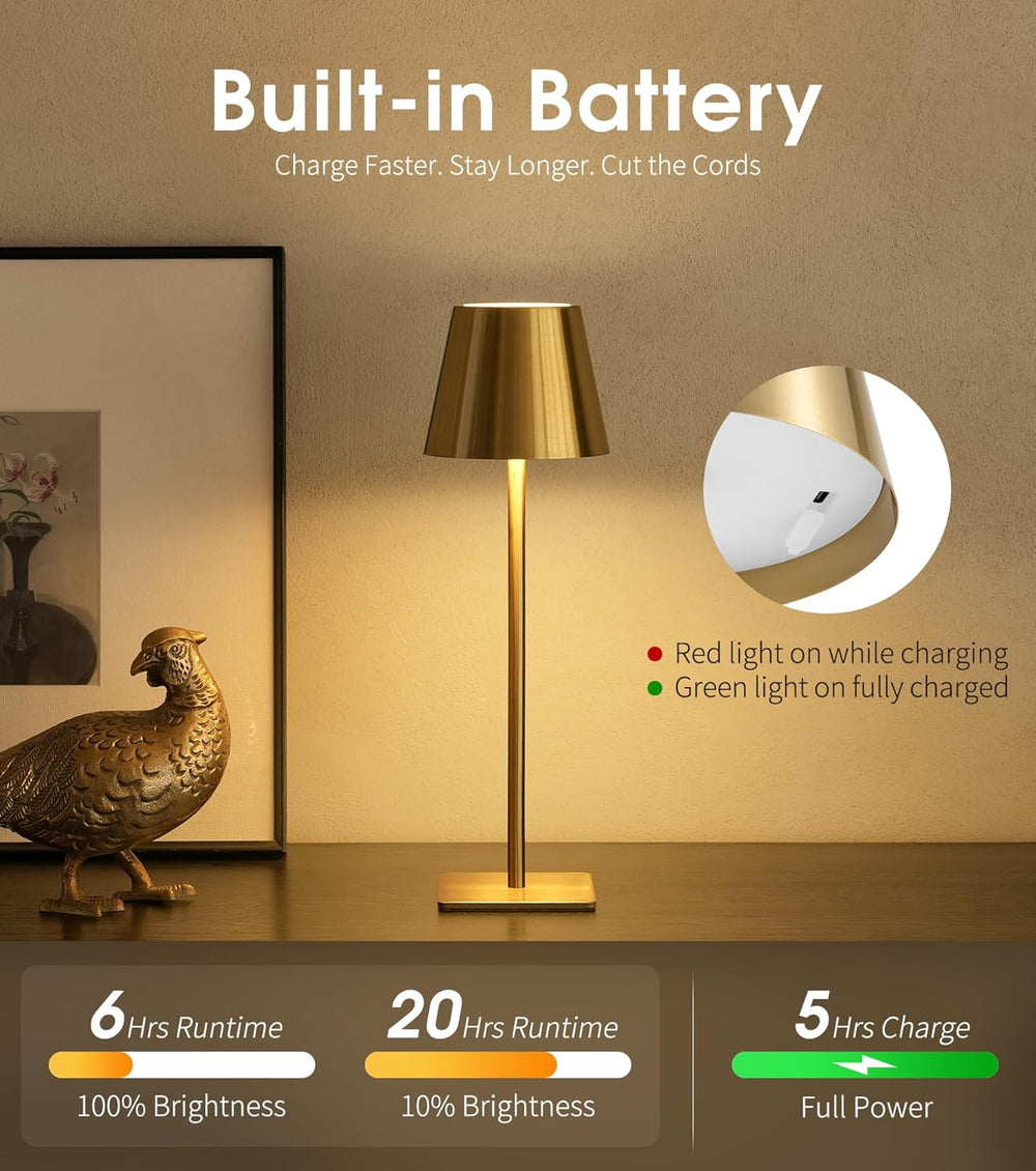 UME 3 Pack Cordless Table Lamp, Battery Operated Lamp - Portable Waterproof R...