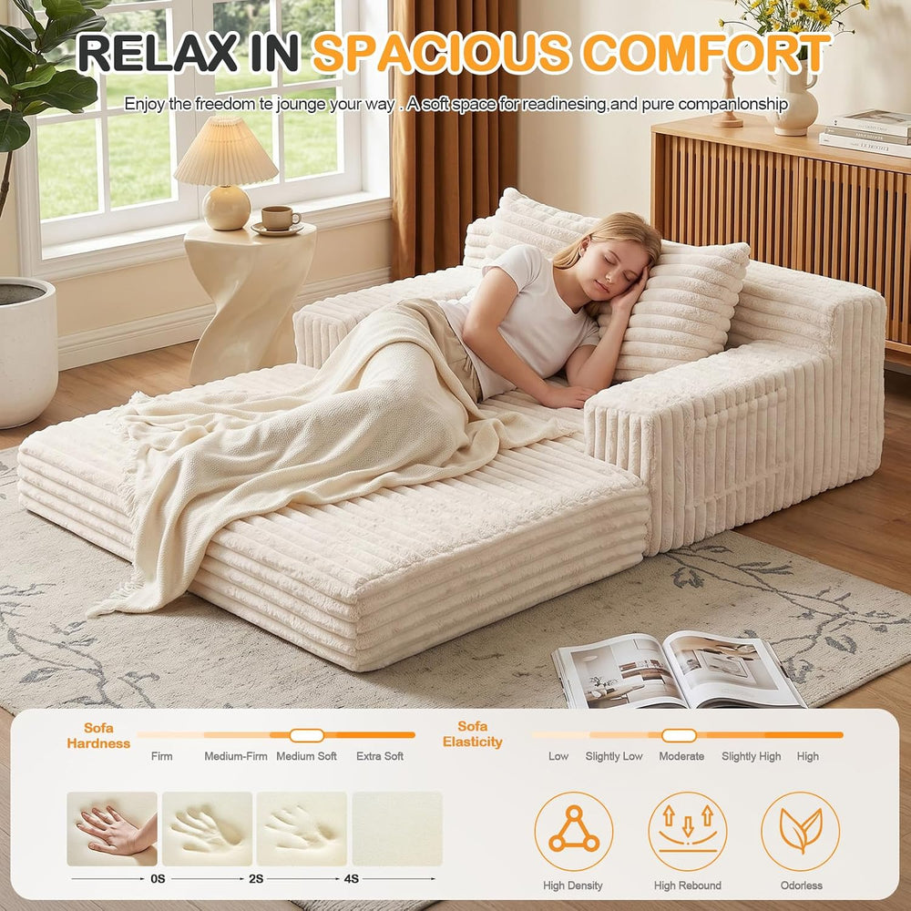 Erament Boneless Loveseat Convertible Sofa Bed, Folding Floor Futon Sleeper S...