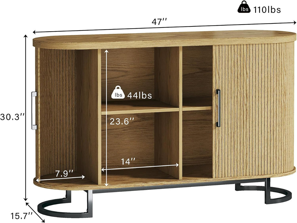 HUAHUU Sideboard Buffet Cabinet with Storage, 47.2" Fluted Storage Cabin...