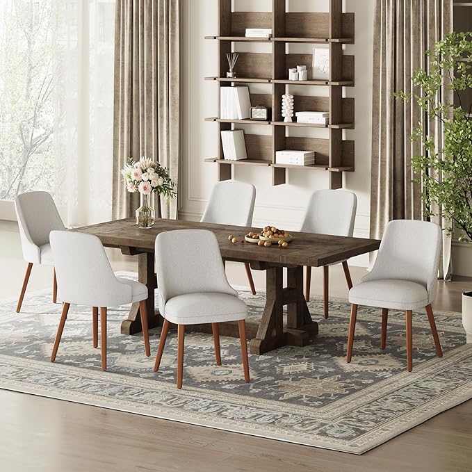 Dining Room Chair Set of 2, Upholstered Kitchen Chairs with Wood Legs, High-B...