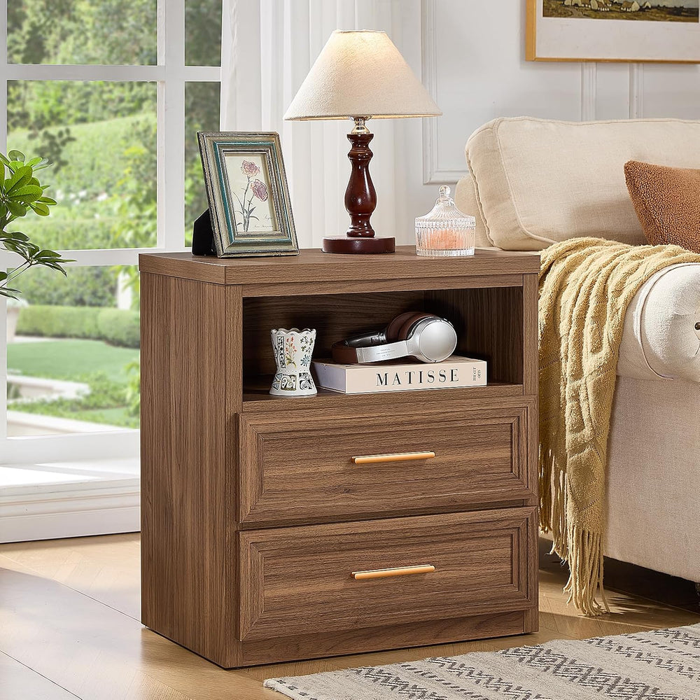 RWYHG 24'' Wide Farmhouse Night Stand with 2 Drawers,Wood Nightstand