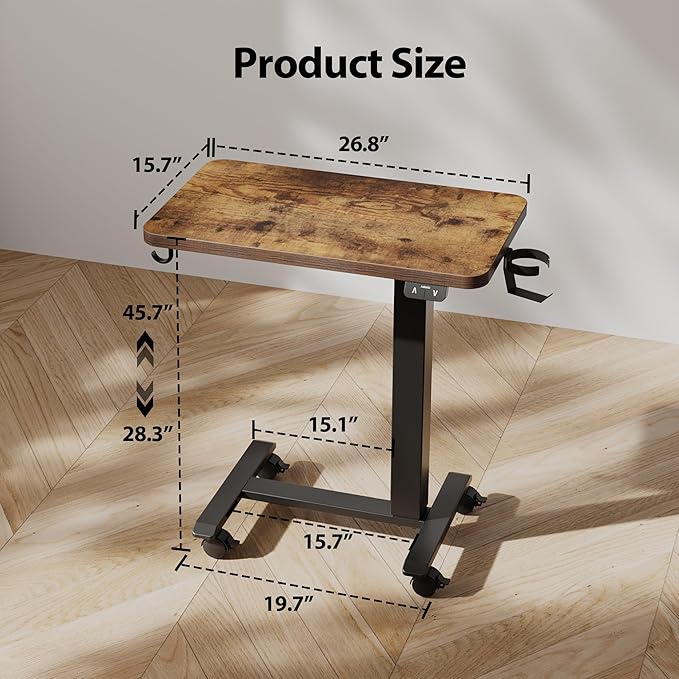 Agilestic Portable Standing Desk Height Adjustable, Mobile Table with Wheels,...
