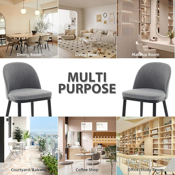 Upholstered Dining Chairs Set of 2,Modern Fabric Kitchen Side Chairs with Thi...