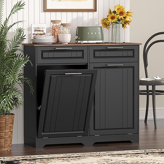 Double 10 Gallon Tilt Out Trash Can Cabinet