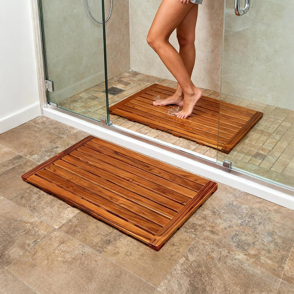 Utoplike Teak Bath Mat, Large Wood Shower Mats for Bathroom, 31.7 x17.9 in | ...