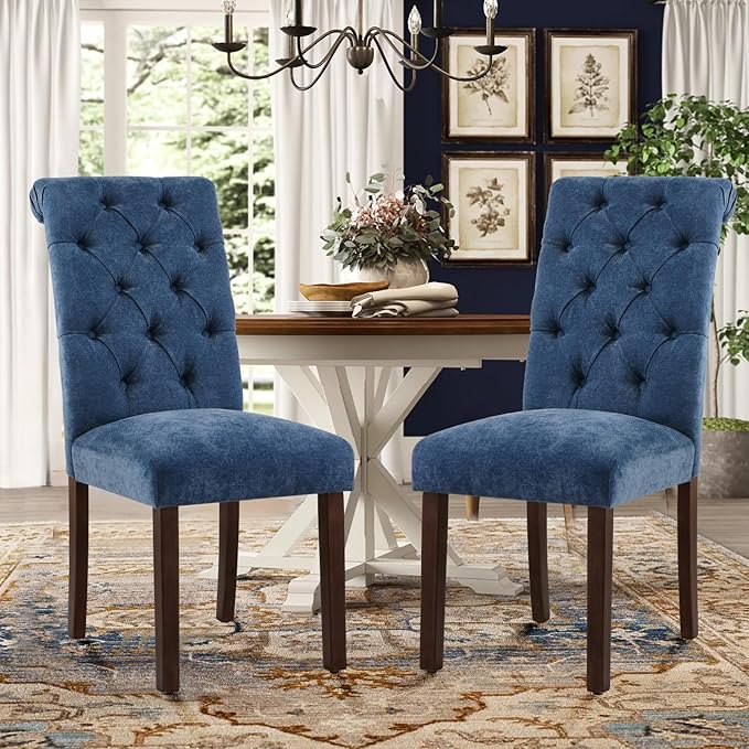 Tufted Dining Chairs Set of 4, Upholstered Parsons Dining Room Chairs, Fabric...