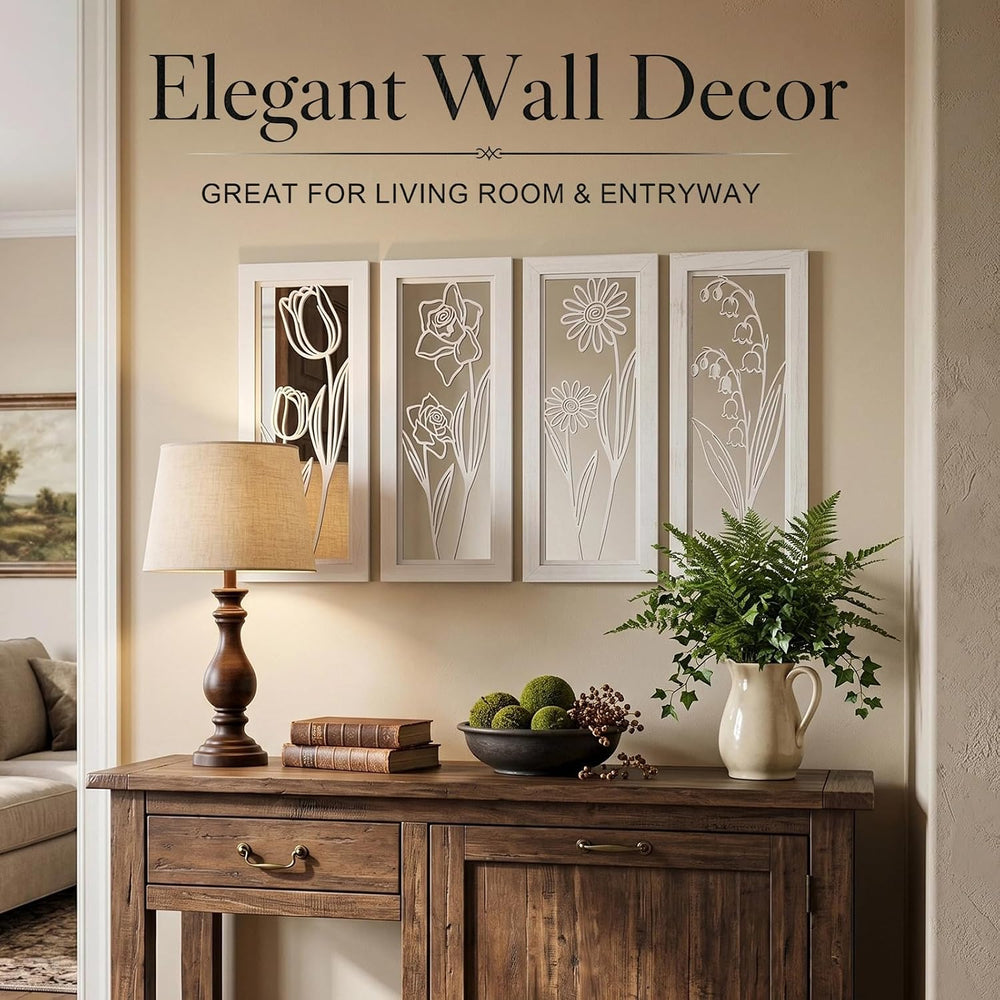 4 Set Farmhouse Mirrors for Wall Decor Living Room Bedroom Bathroom Entryway ...