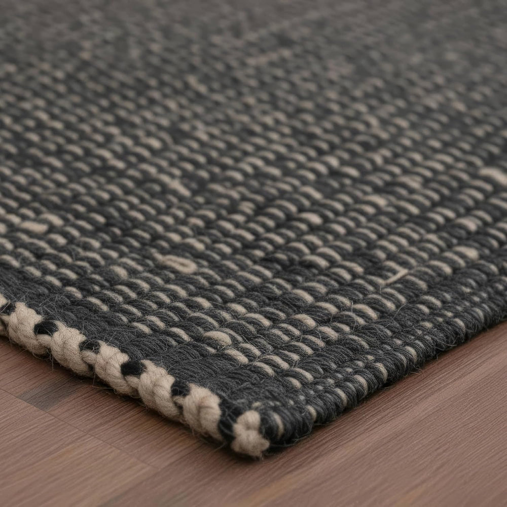 Dark Gray 6x9 Cotton Jute Rugs Braided Mid-Century Modern Living Room Rug