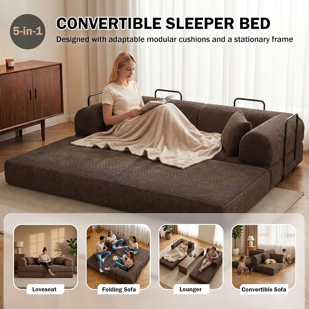 79" Convertible Futon Sofa Bed, Boneless Couch for Living Room