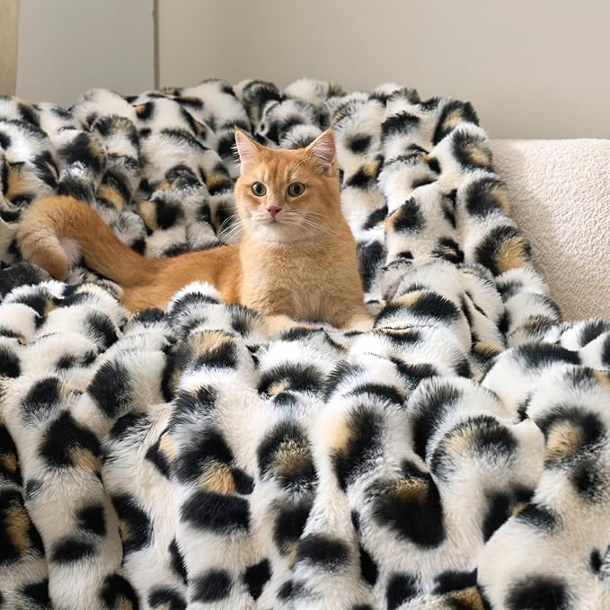 Cozy Bliss Leopard Print Faux Fur Throw Blanket
