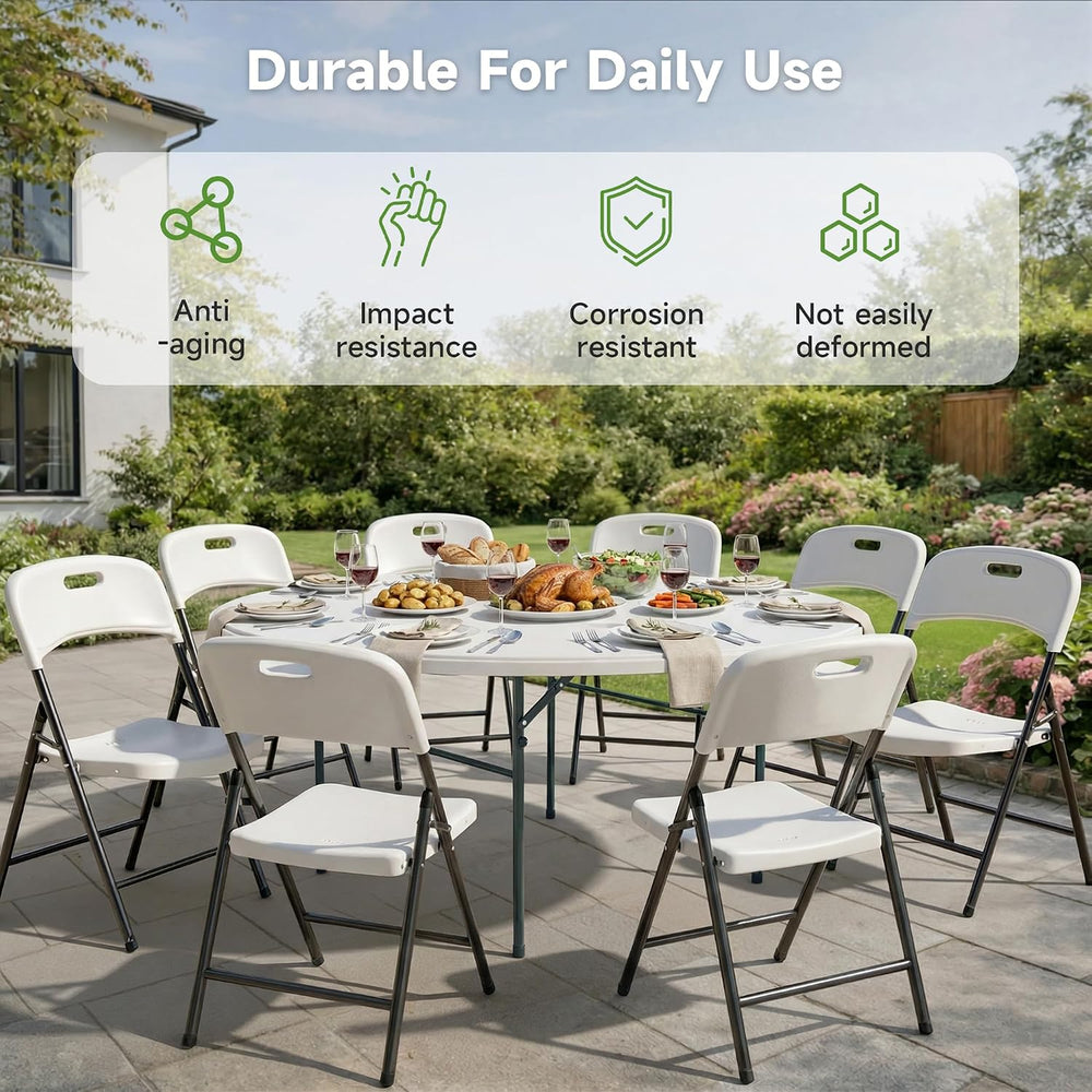 48 Inch Round Folding Table, Heavy Duty 550lbs Capacity, Foldable Design &...