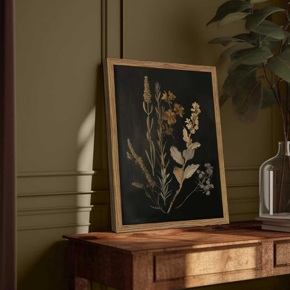 Framed Dark Botanical Wall Art Set of 3, Black Moody Floral Wall Decor Painti...