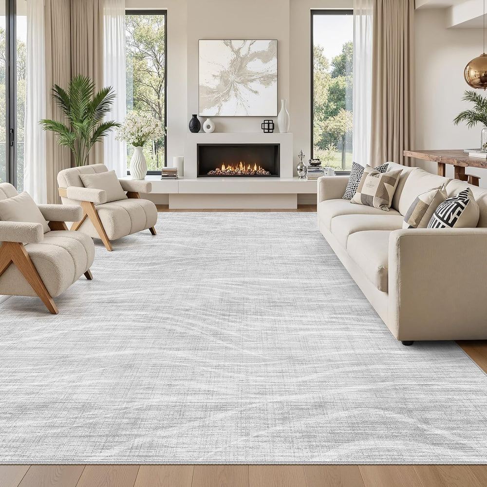 WITSHOCK 10x12 Area Rug Washable Modern Rugs for Living Room, Light Grey