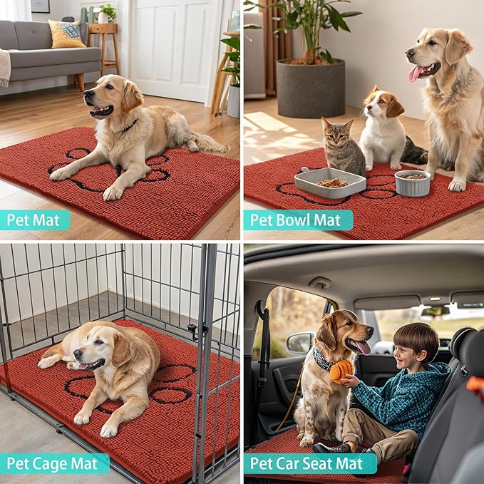 Smiry Dog Door Mat for Muddy Paws, Absorbent Dirt Trapper Non Slip Quick Dry