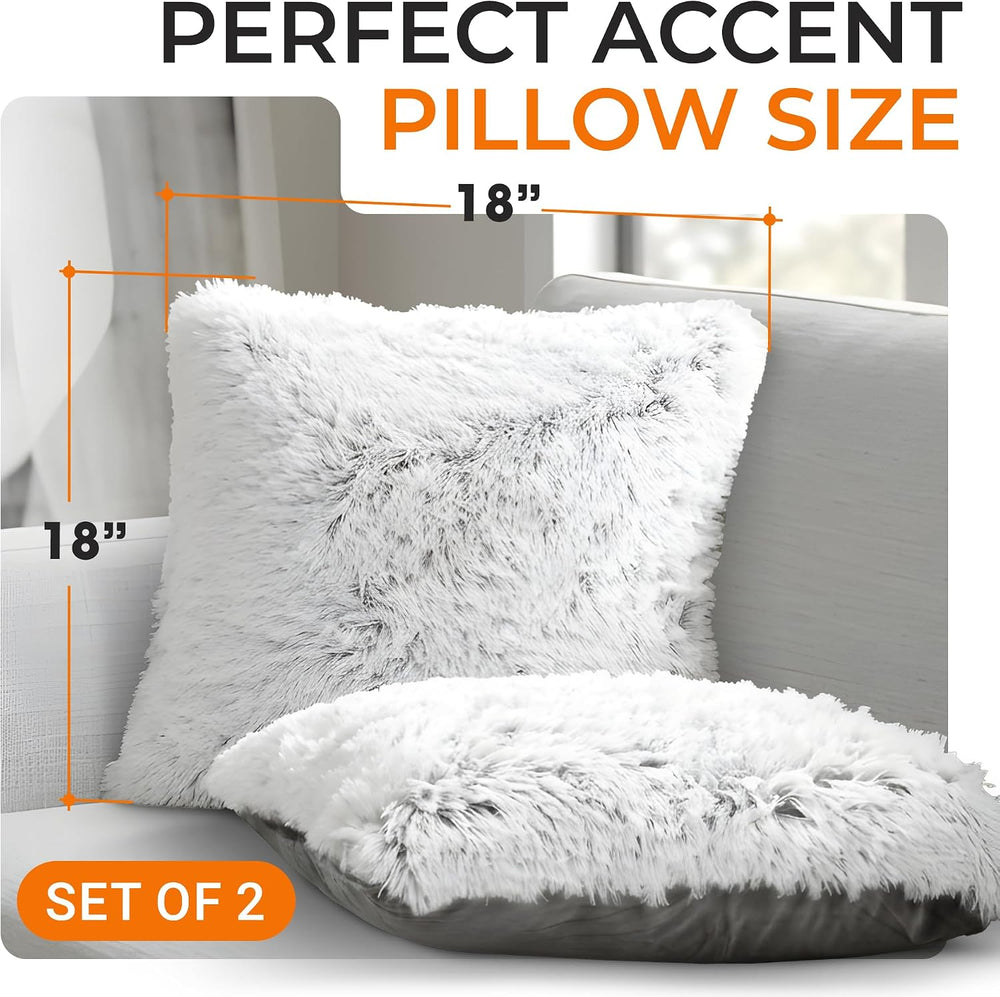 Cheer Collection Throw Pillows for Couch and Bed, Soft Shaggy Throw Pillows w...