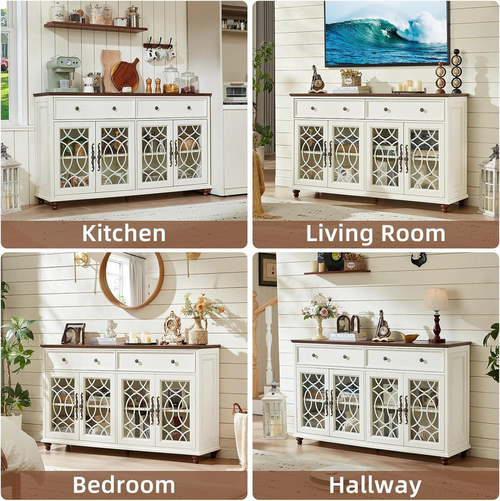 Joaxswe Farmhouse Sideboard Buffet Cabinet with Storage,59" Large Creden...